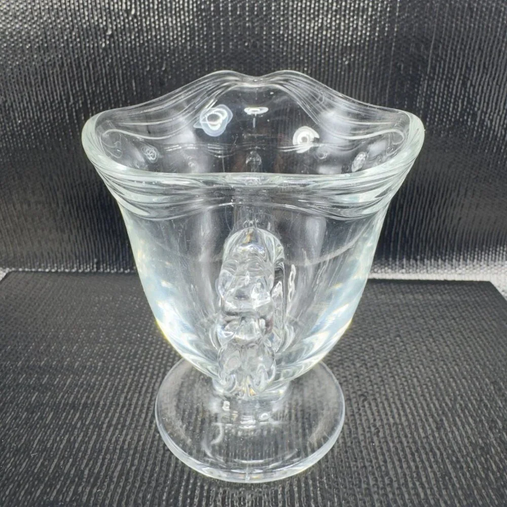 1930s Fostoria Coronet Clear Glass Creamer Small Pitcher Manganese 365nm UV Glow